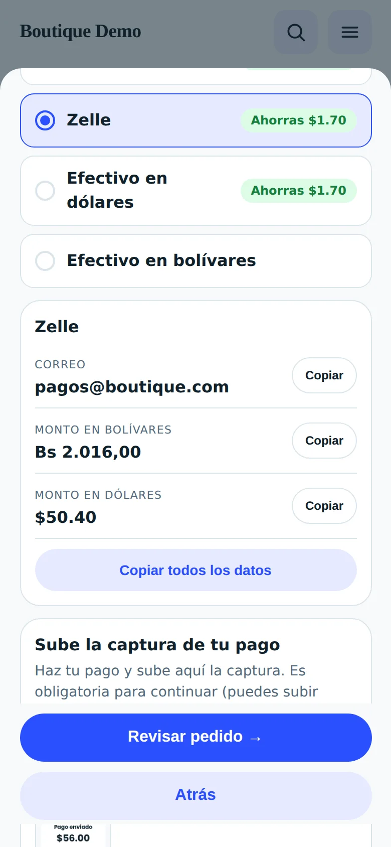 Paso 3: Pago