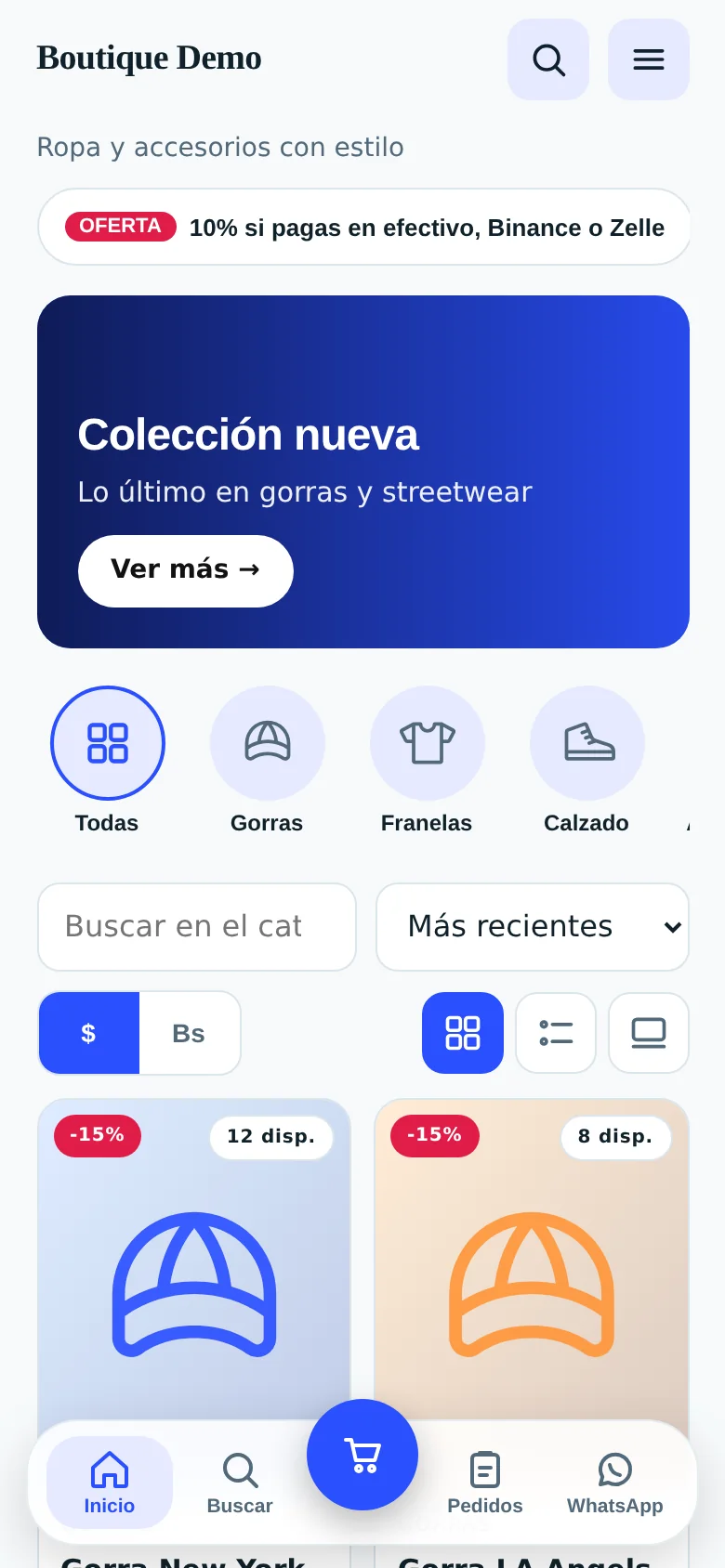 Ejemplo de un catálogo hecho con Soneto